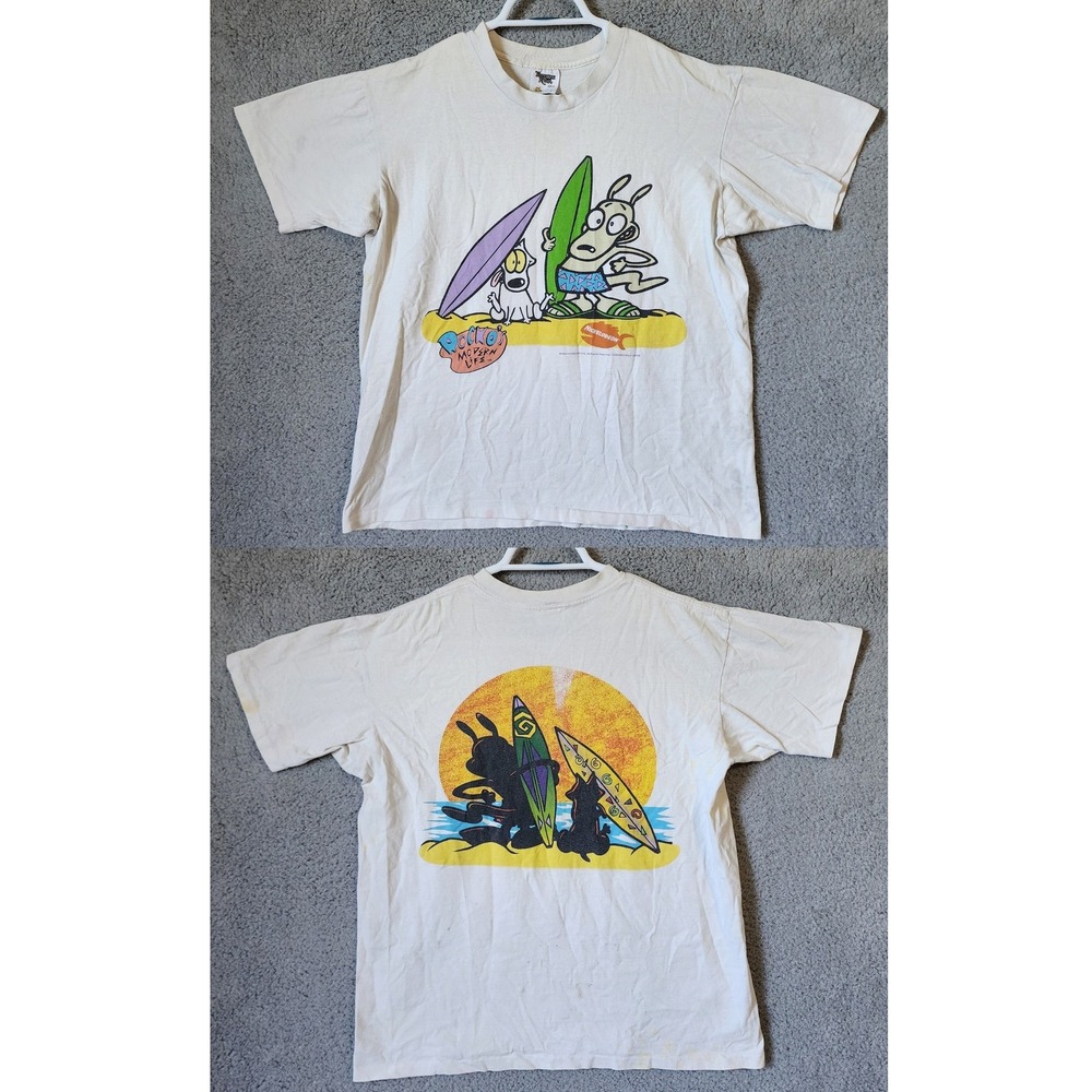 VTG 1994 Rockos Modern Life Nickelodeon Cartoon Promo Double Sided T Shirt Large